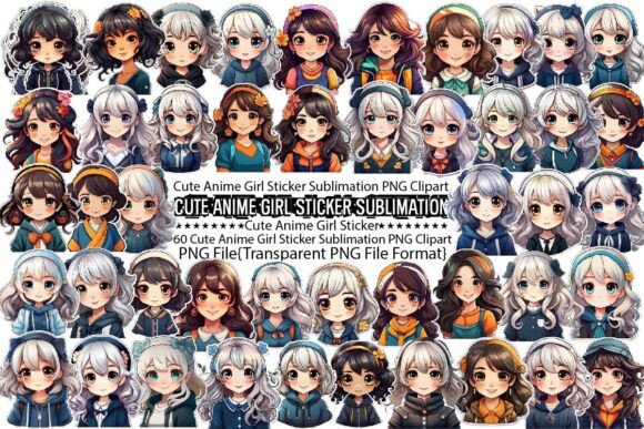 Download Cute Anime Girl Sticker Sublimation - Premium Resources