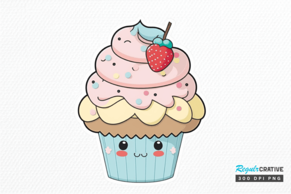 Download Cute Kawaii Cupcakes Valentine Stickers - Premium Resources